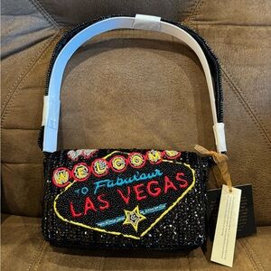 VIRAL Las Vegas BEADED Black Shoulder Bag